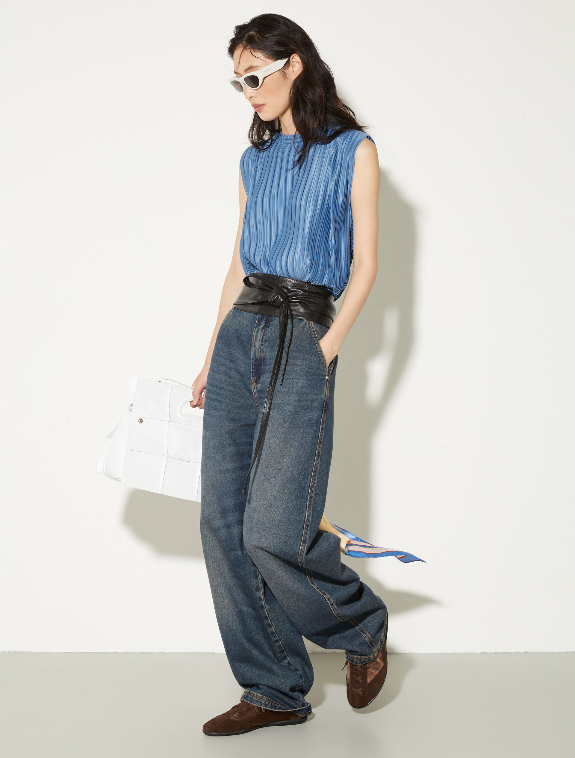 Pleated jersey top - SKY BLUE - MAX&Co. - 4