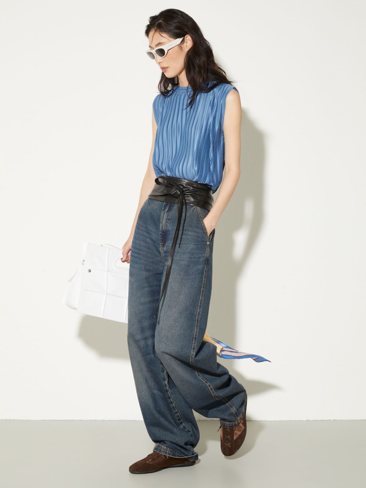 Pleated jersey top - SKY BLUE - MAX&Co. - 4