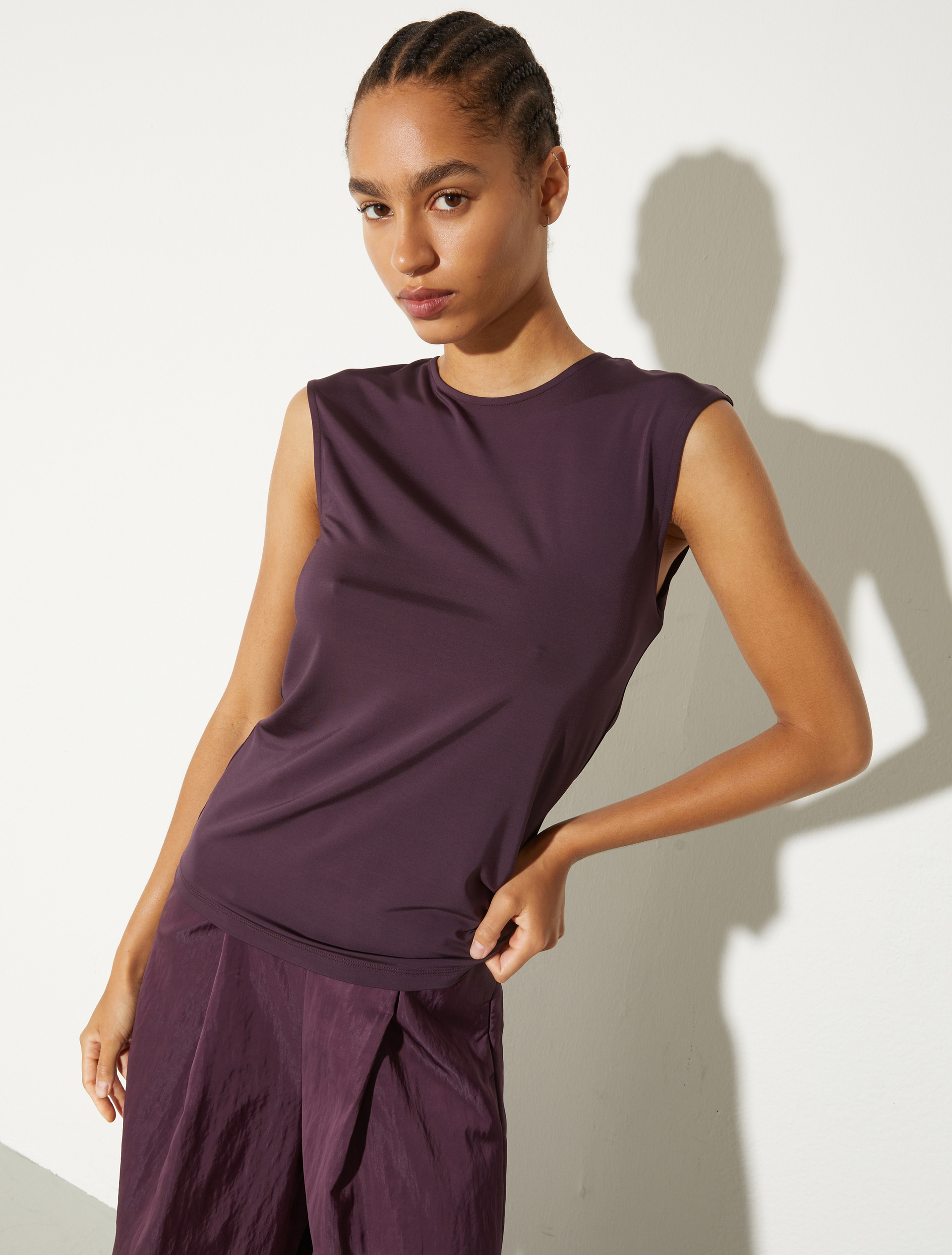 Top aus Crêpe-Jersey - AUBERGINE - MAX&Co.