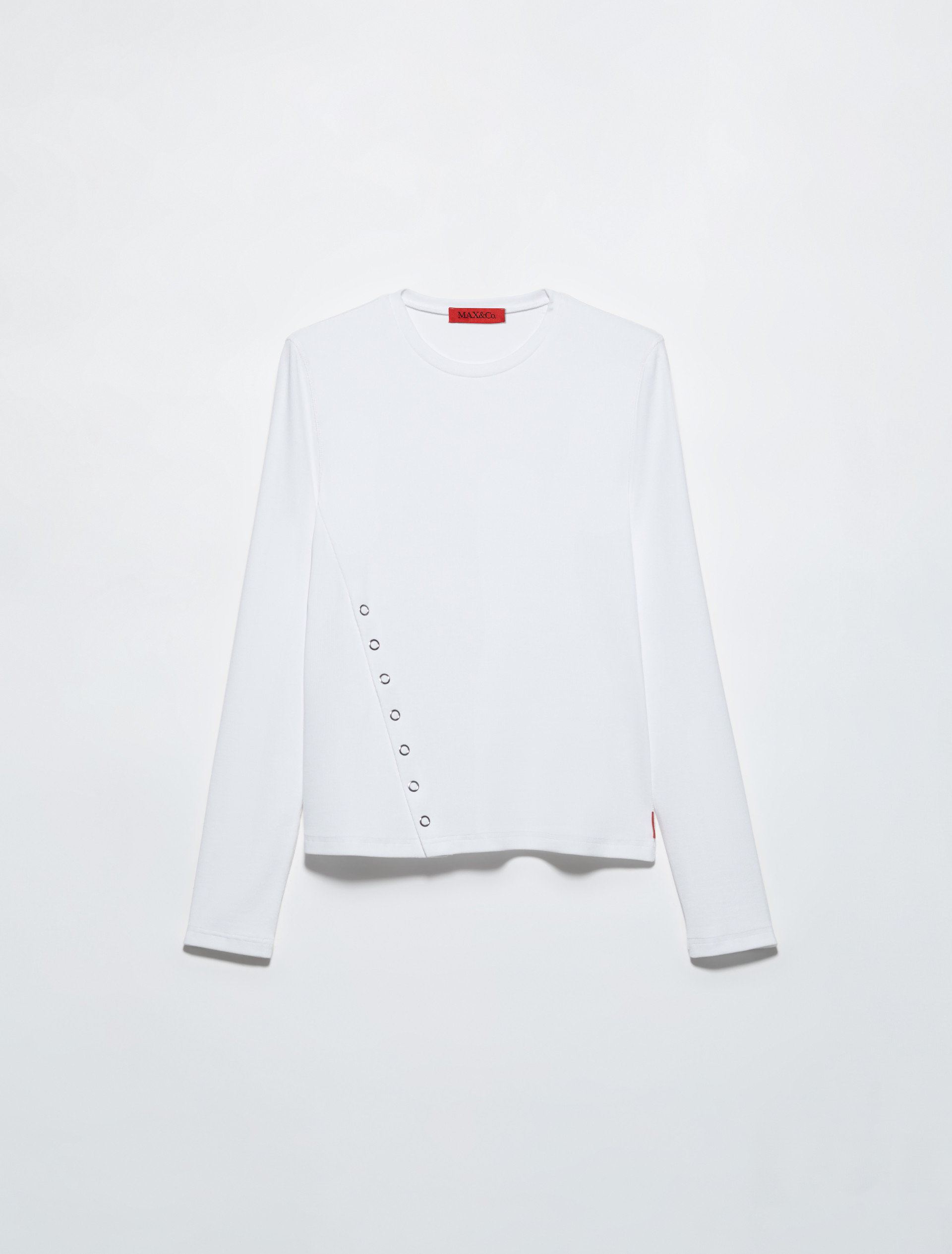 Asymmetric jersey T-shirt - OPTICAL WHITE - MAX&Co. - 5