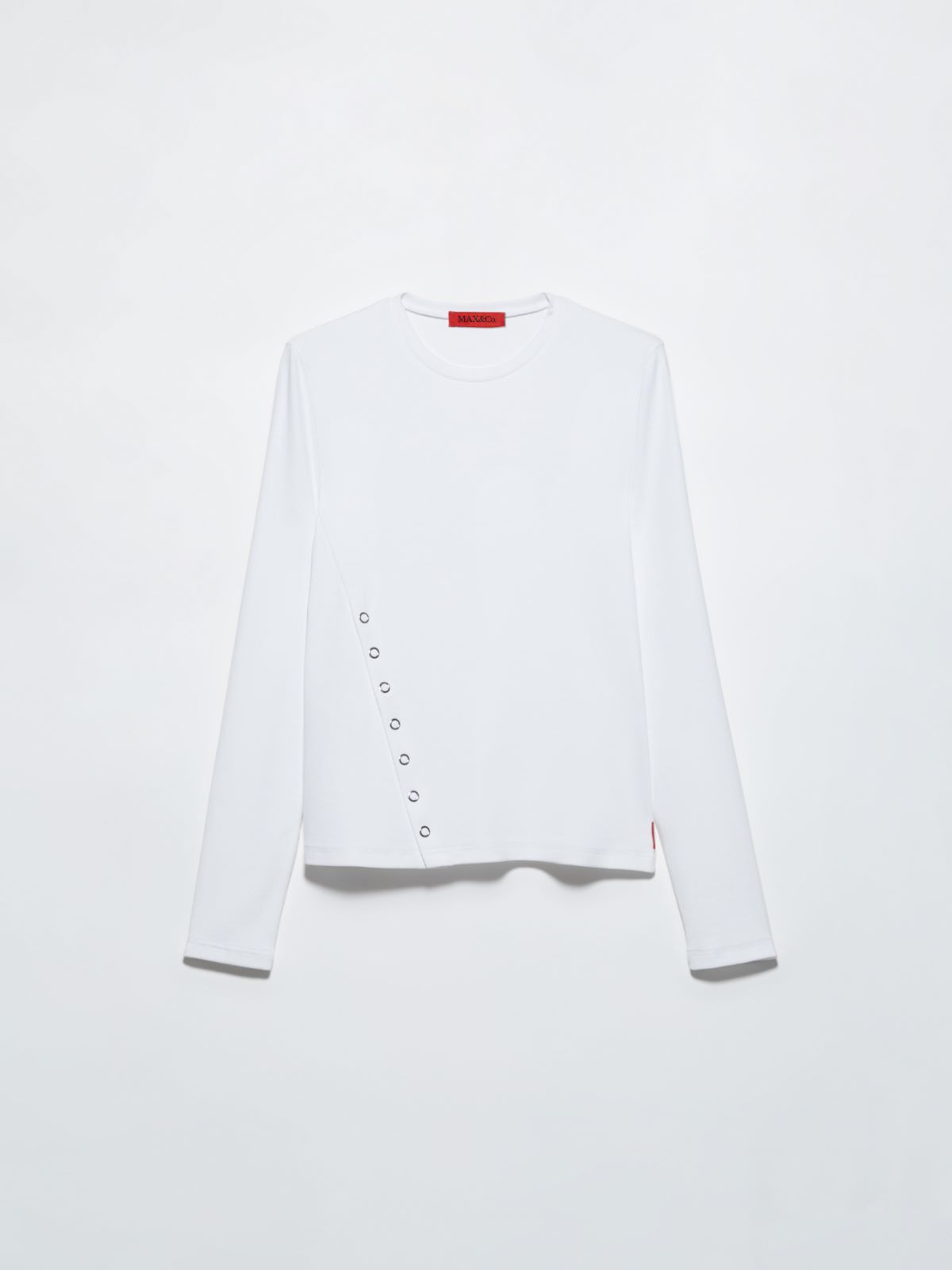 Asymmetric jersey T-shirt - OPTICAL WHITE - MAX&Co. - 5