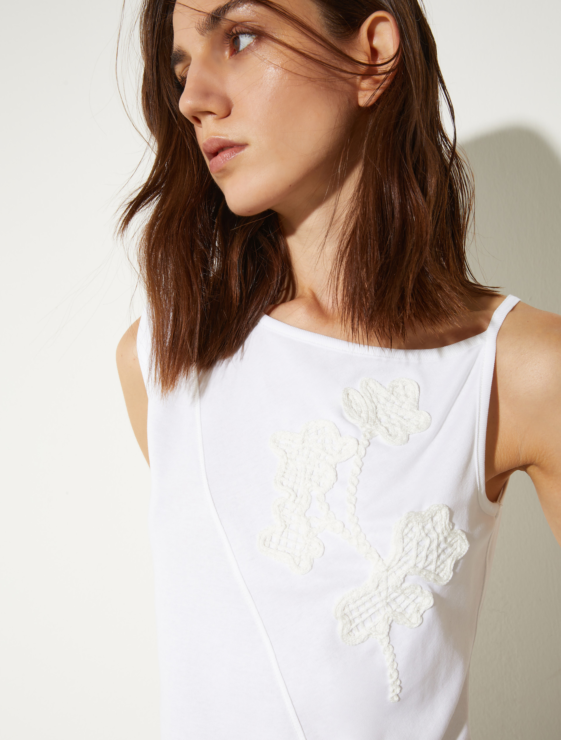 Top aus Jersey mit Blumenstickerei - WEISS - MAX&Co. - 3