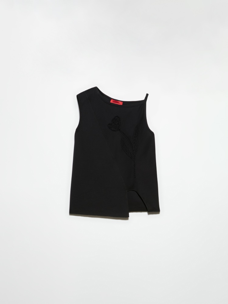 Floral-embroidered jersey top - MAX&Co. - 5