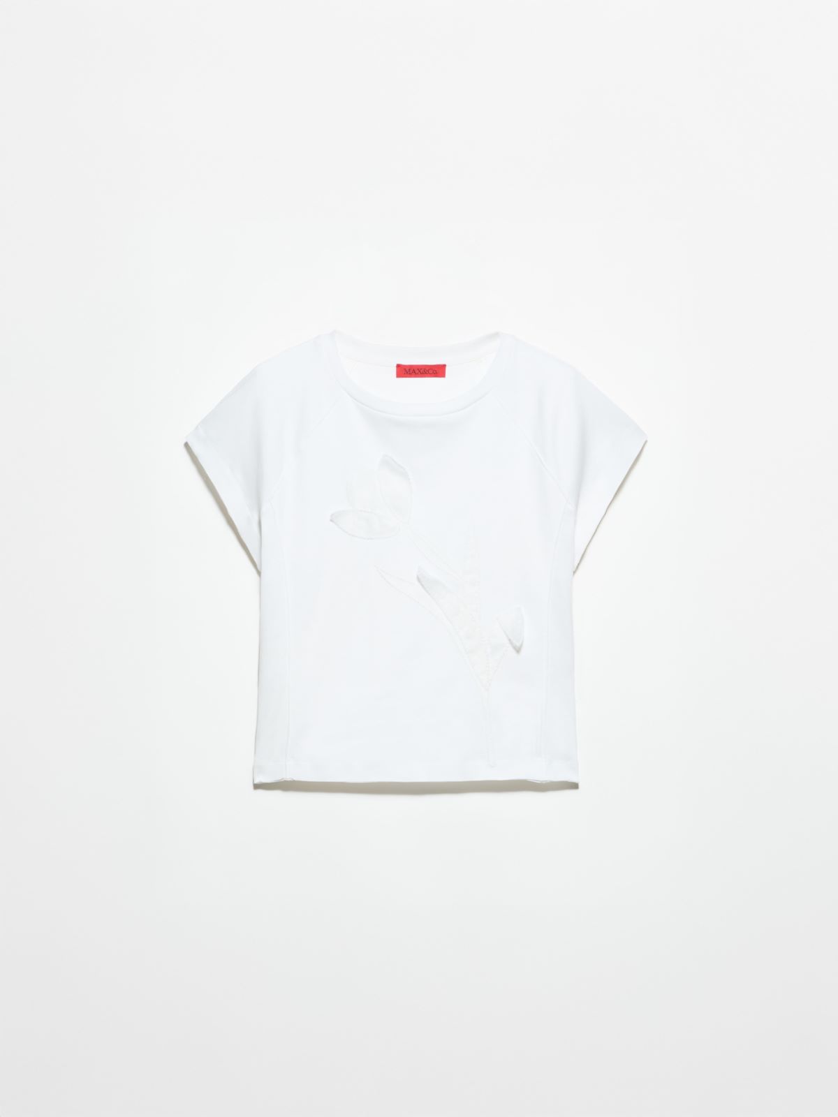 Floral-embroidered T-shirt - OPTICAL WHITE - MAX&Co. - 5