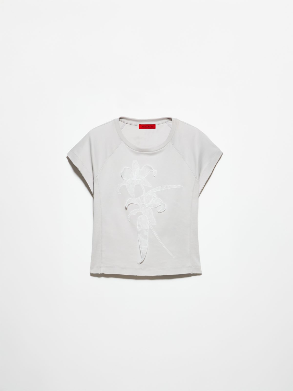 Floral-embroidered T-shirt - GREY - MAX&Co.