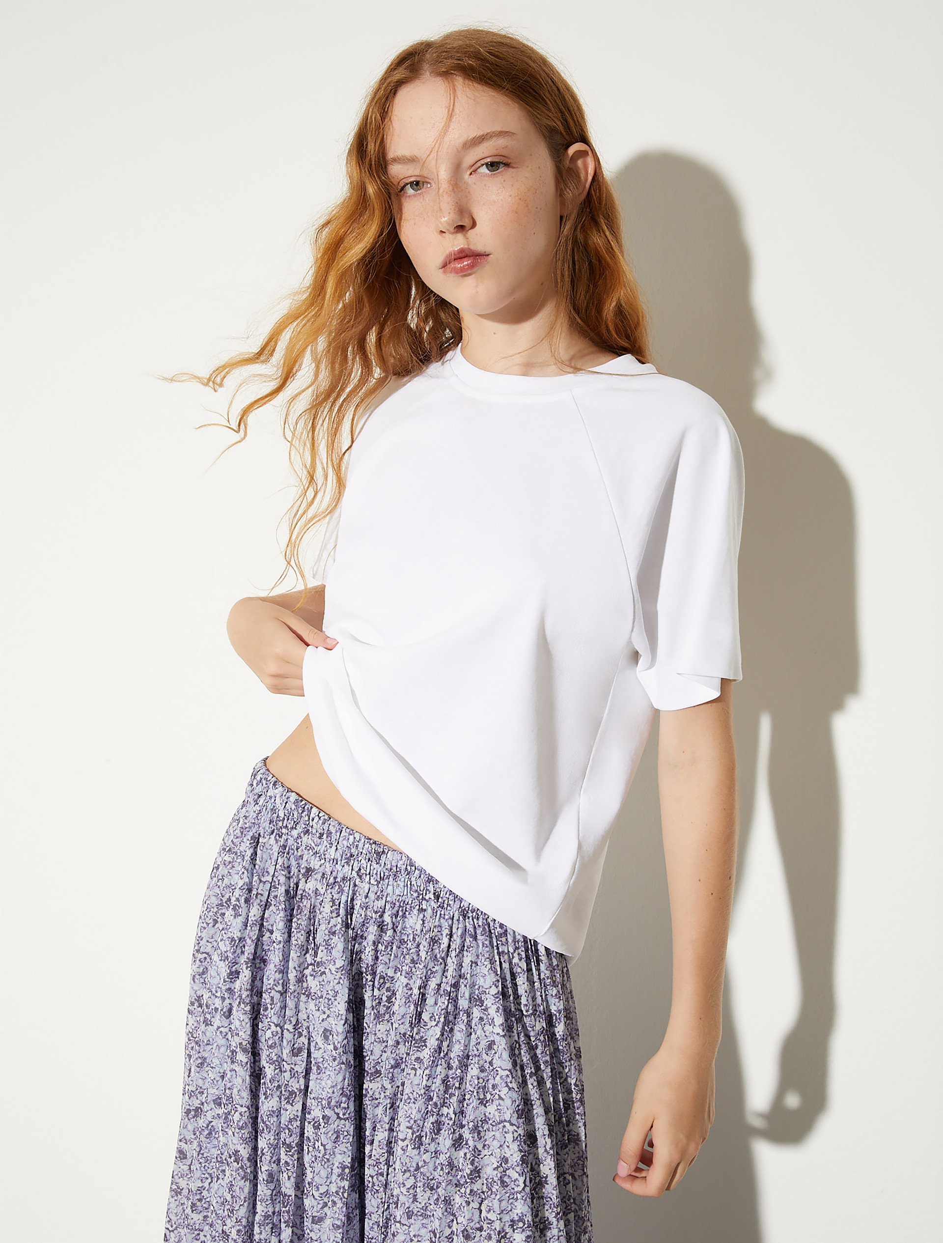 Cotton and linen T-shirt, optical white | MAX&Co. Cotton and linen T-shirt - OPTICAL WHITE - MAX&Co.