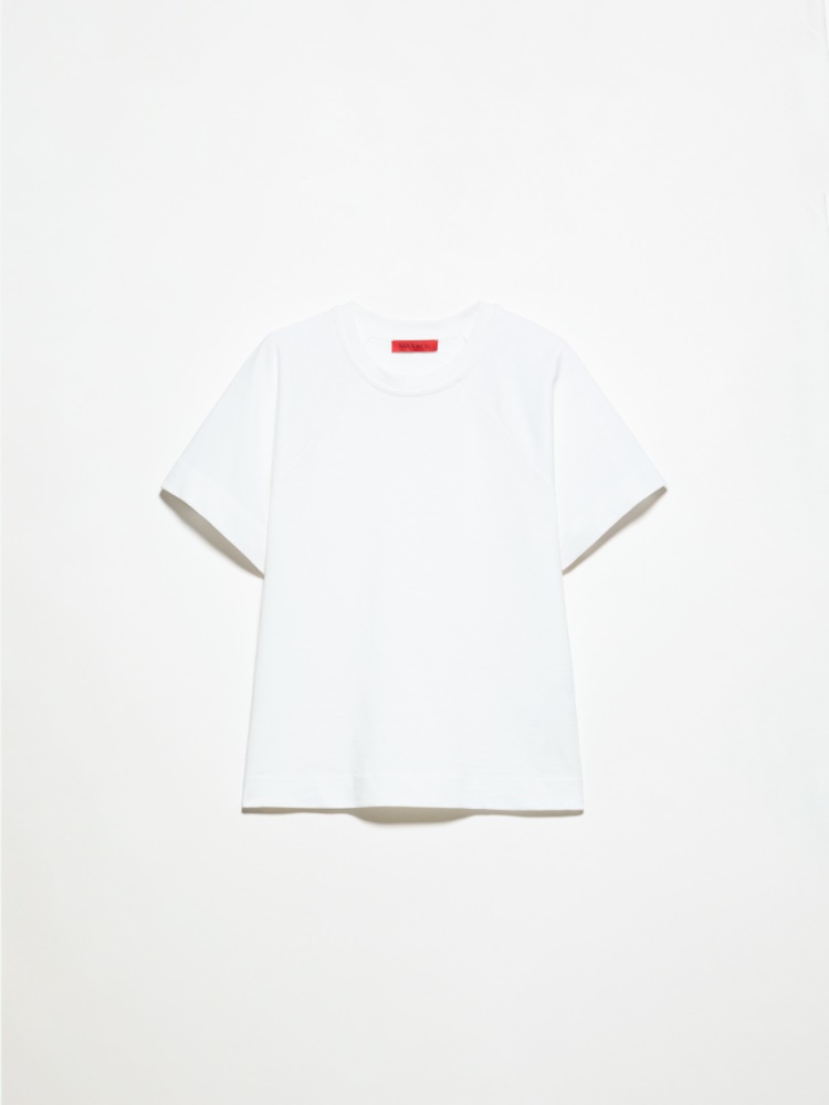 Cotton and linen T-shirt - OPTICAL WHITE - MAX&Co.