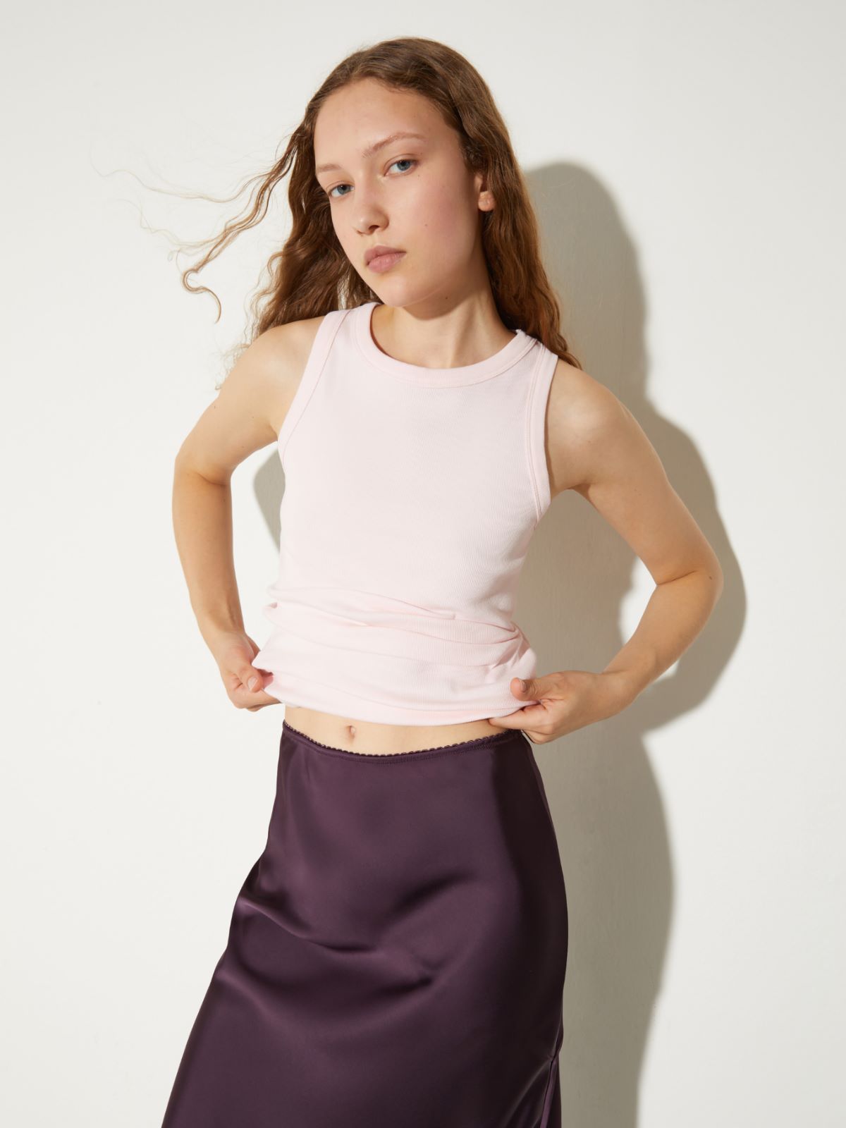 Débardeur en coton côtelé, rose | MAX&Co. Débardeur en coton côtelé - ROSE - MAX&Co.