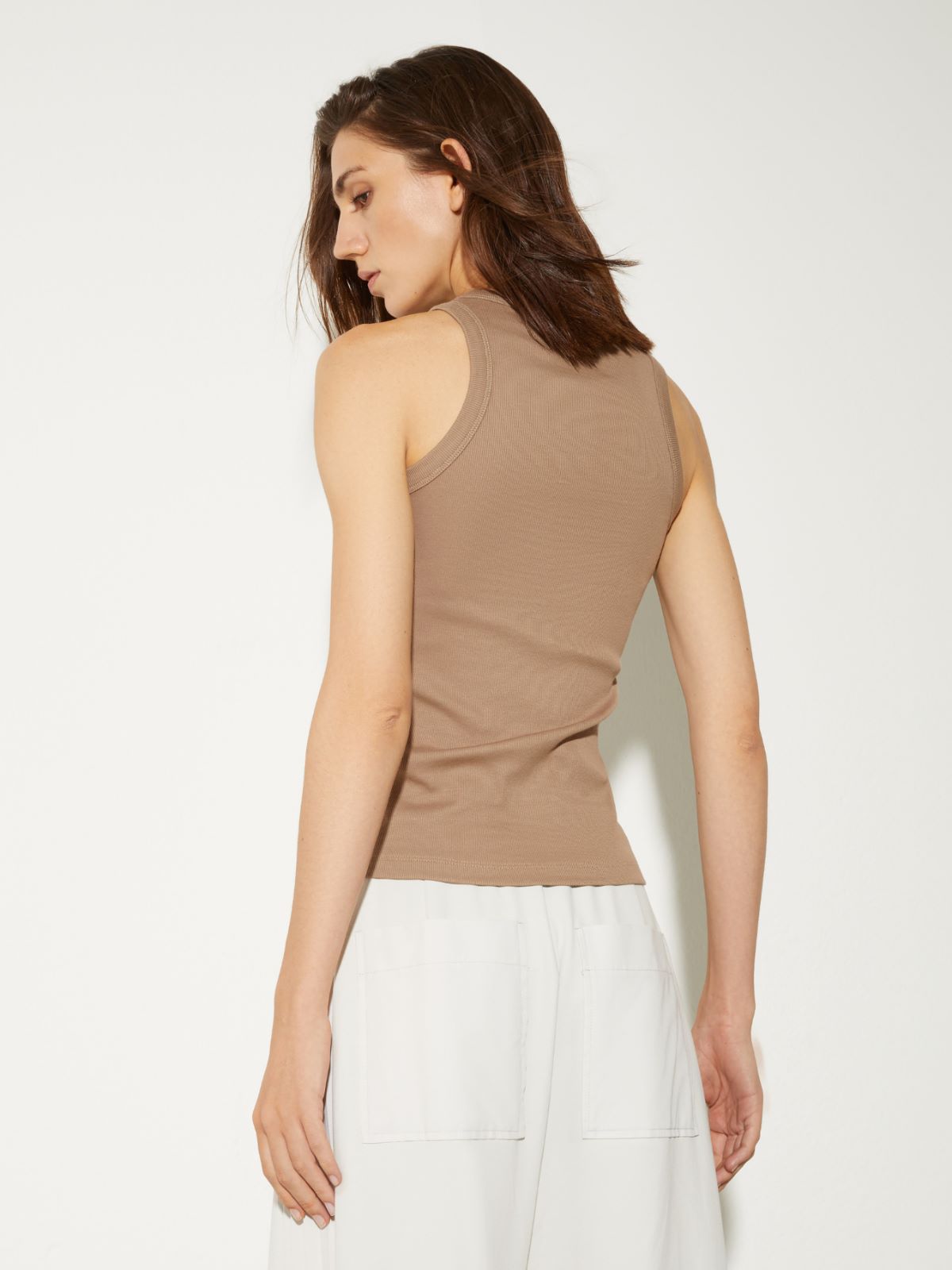 Rib-knit cotton tank top, mud | MAX&Co. Rib-knit cotton tank top - MUD - MAX&Co. - 2