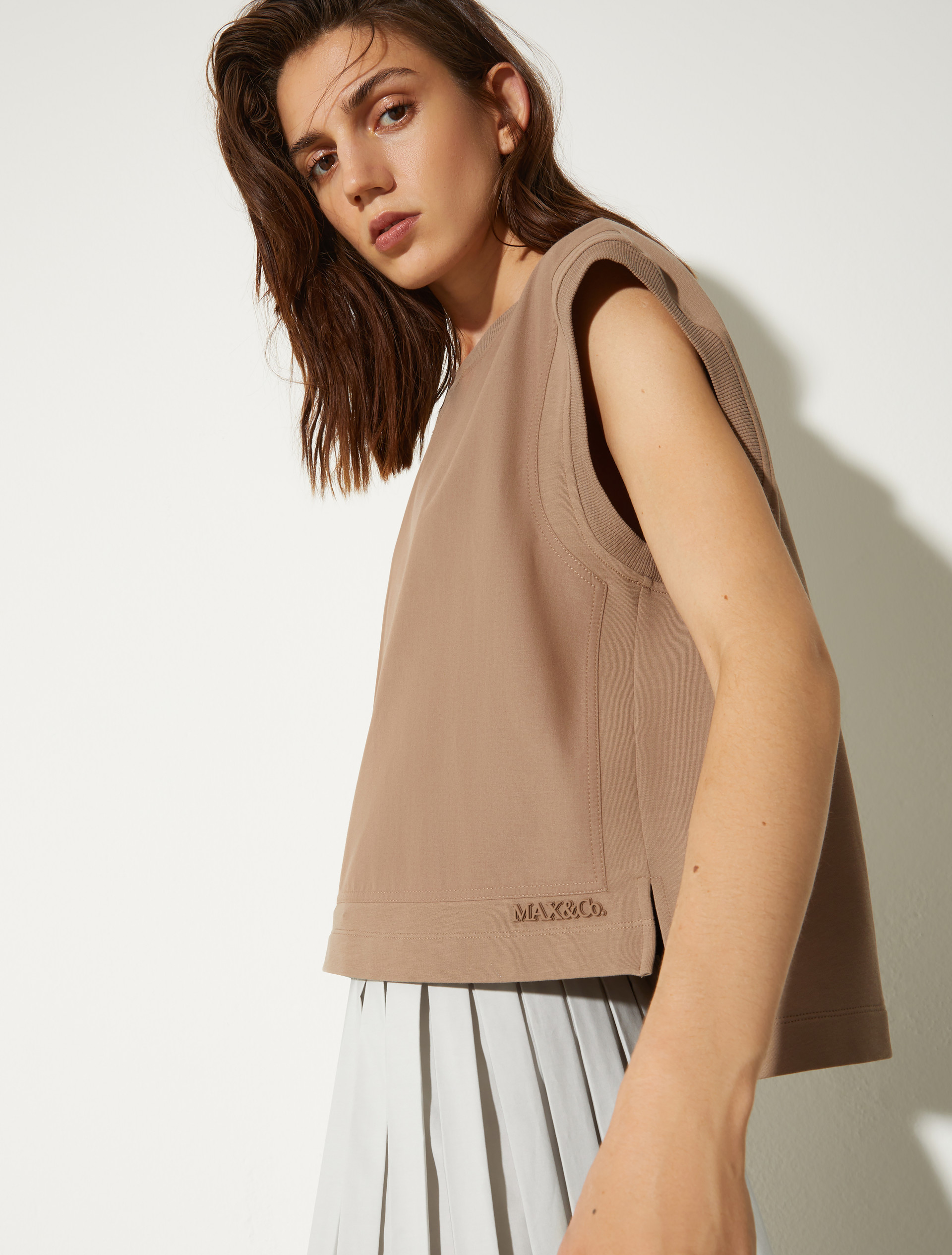 Cotton-fleece and poplin gilet - MUD - MAX&Co. - 3