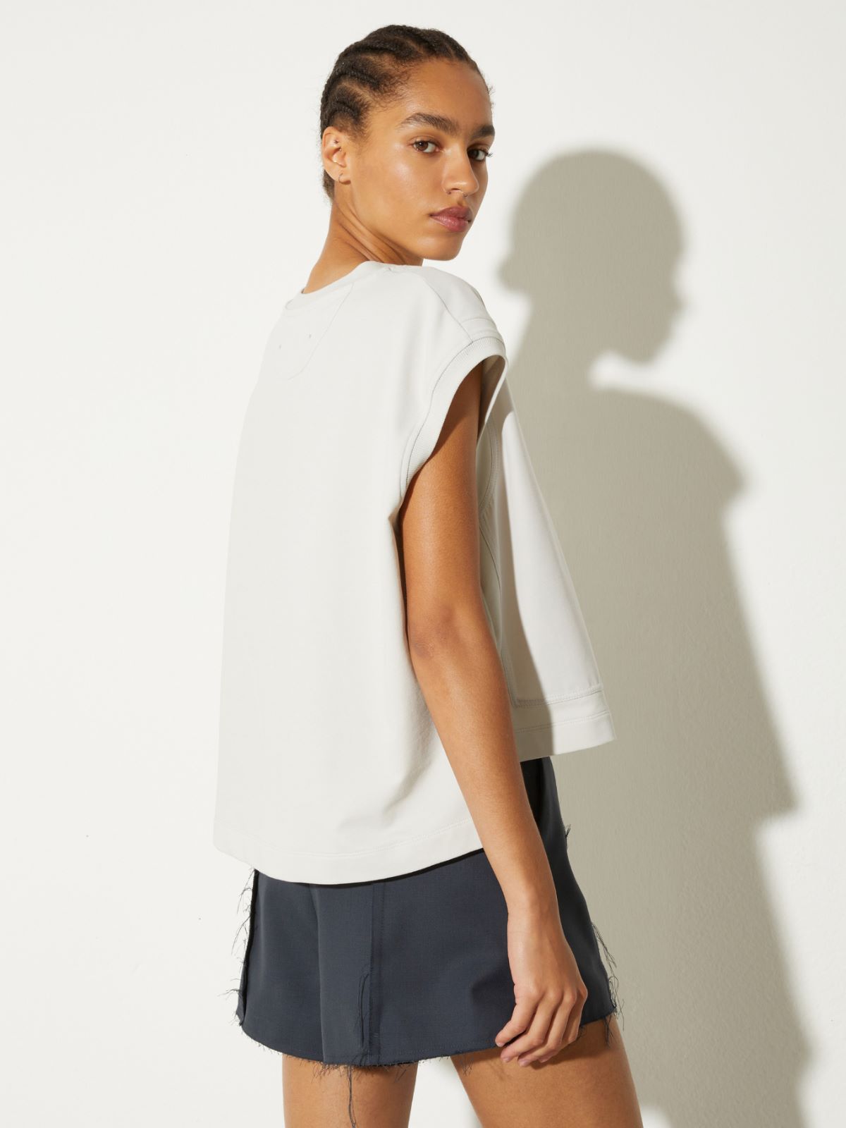 Cotton-fleece and poplin gilet - GREY - MAX&Co. - 2