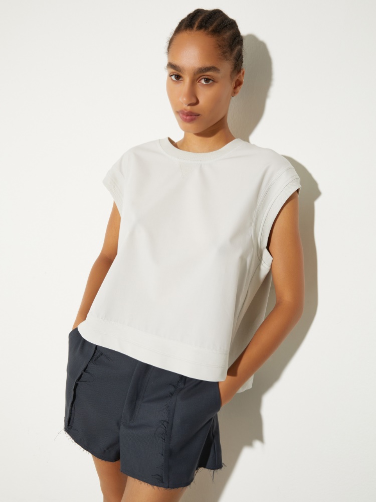 Cotton-fleece and poplin gilet Cotton-fleece and poplin gilet - GREY - MAX&Co.