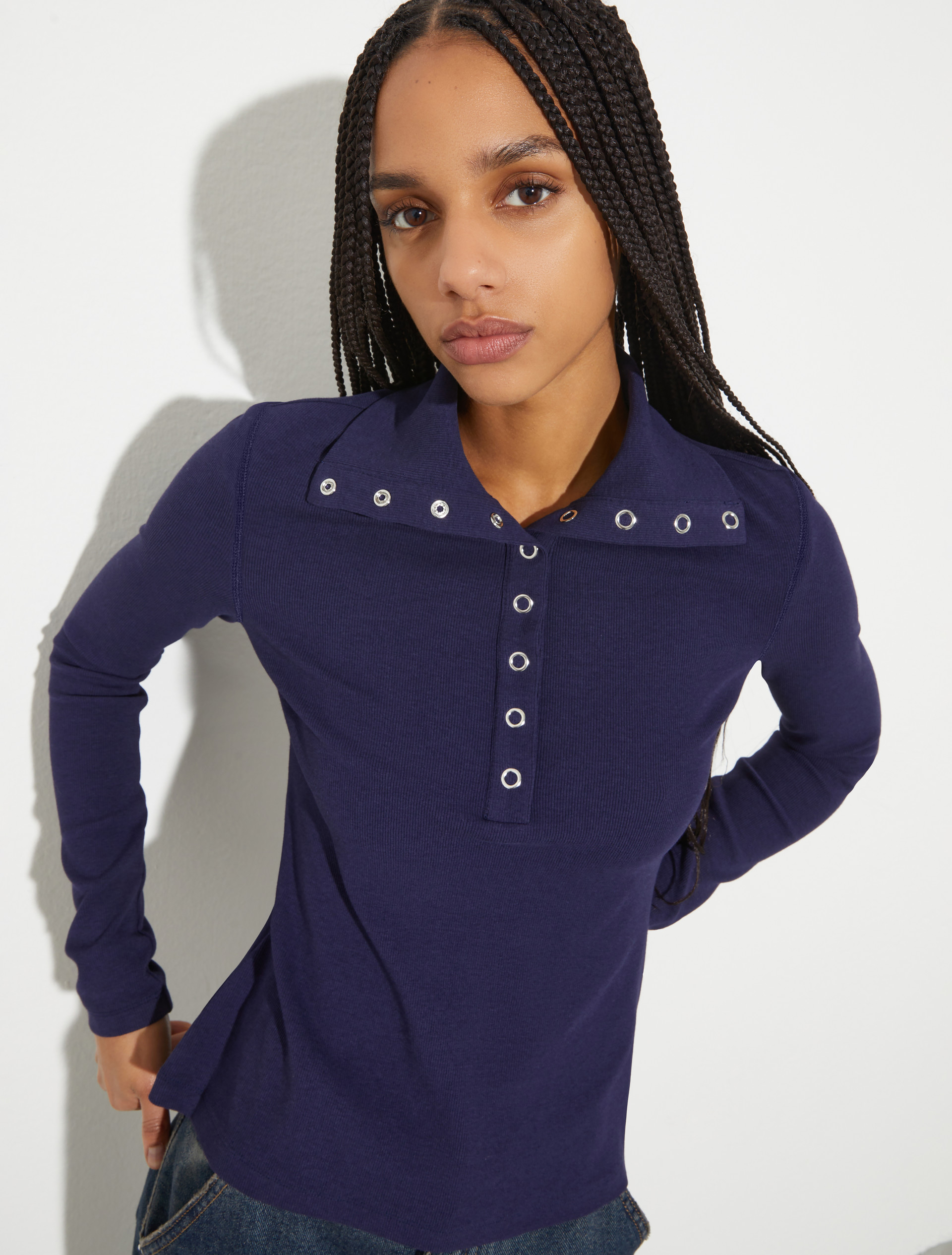 Ribbed jersey polo T-shirt - MIDNIGHTBLUE - MAX&Co. - 3