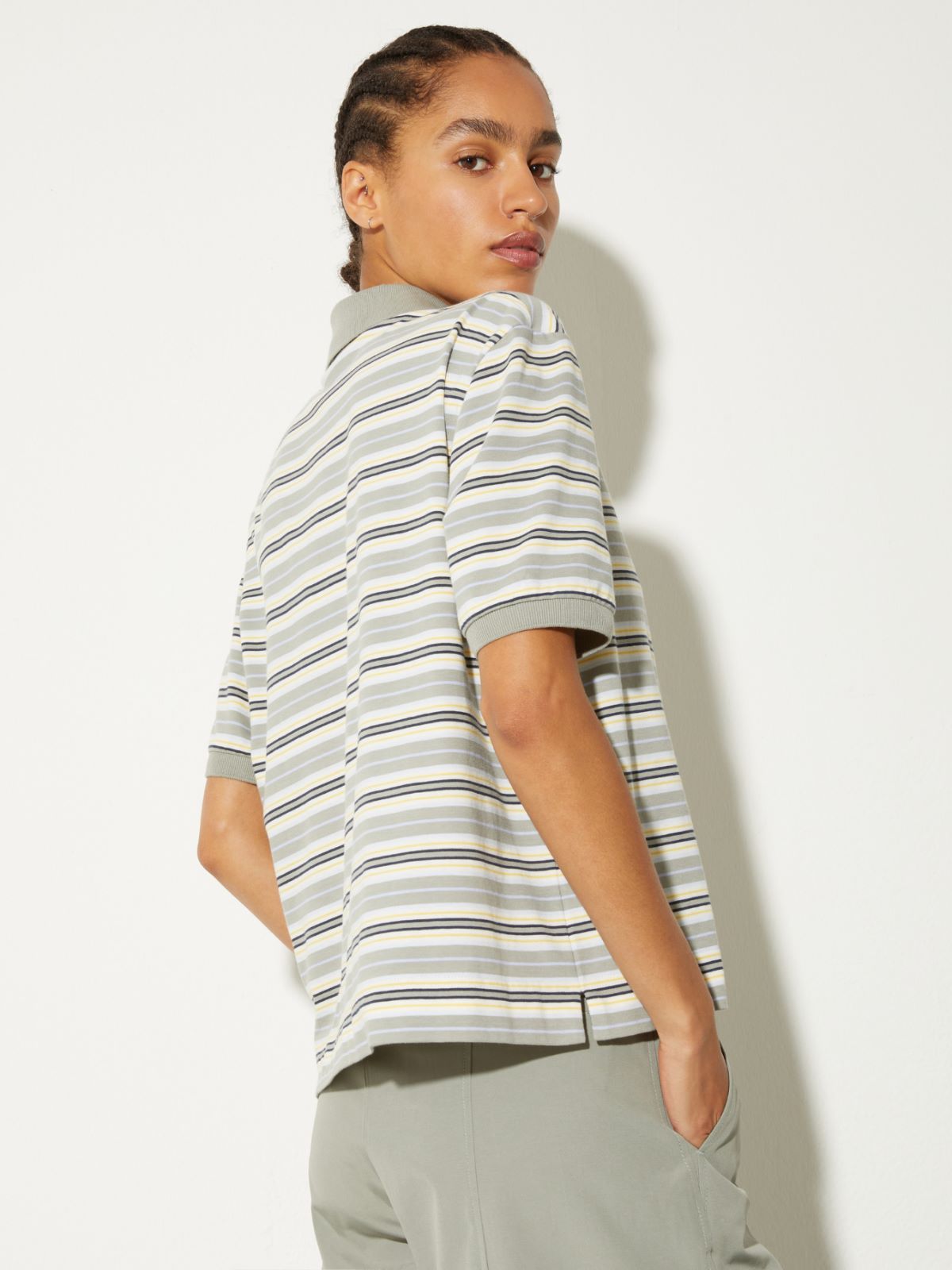 Striped cotton-jersey polo shirt - SAGE - MAX&Co. - 2