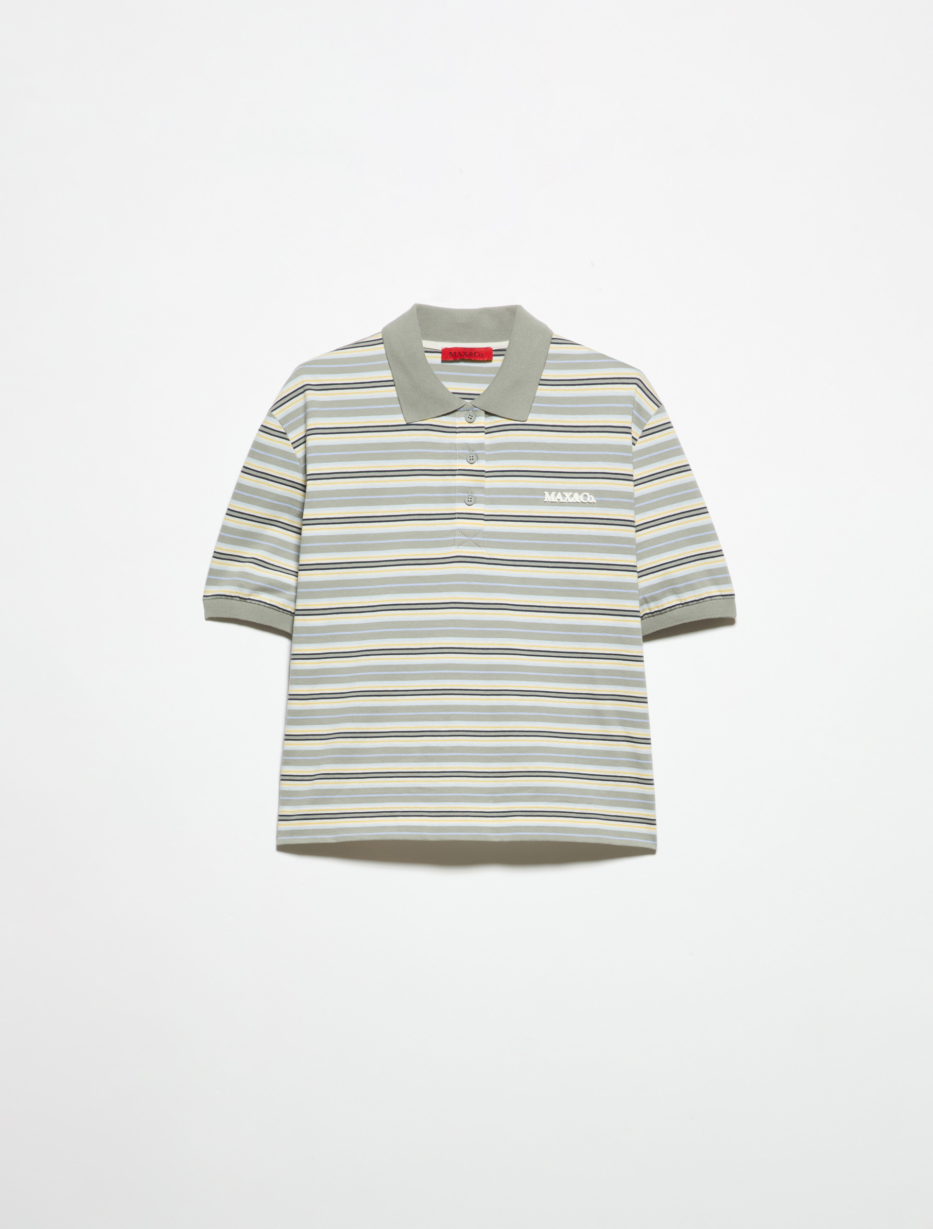 Striped cotton-jersey polo shirt - SAGE - MAX&Co. - 5