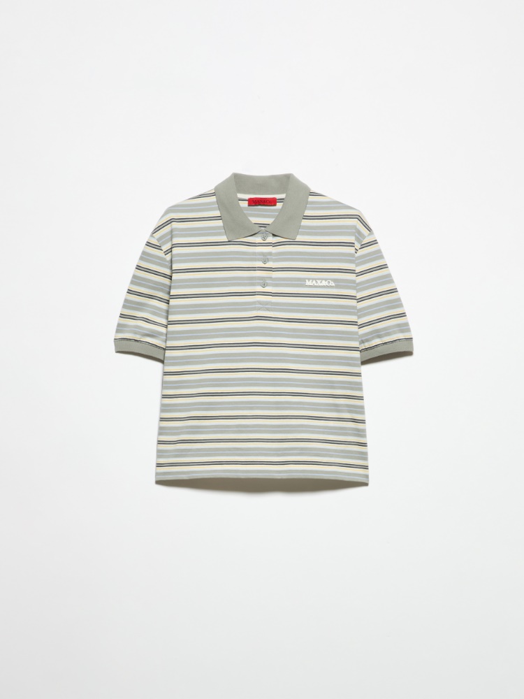 Striped cotton-jersey polo shirt - SAGE - MAX&Co.