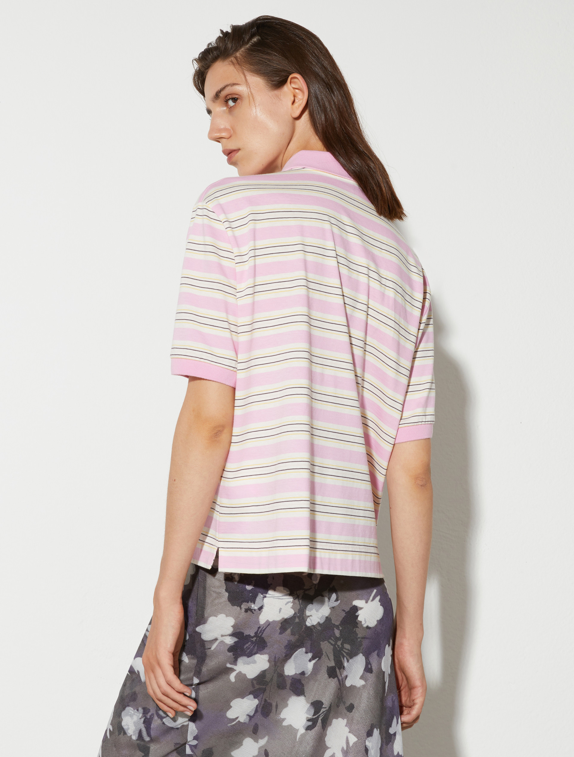 Striped cotton-jersey polo shirt - PINK - MAX&Co. - 2