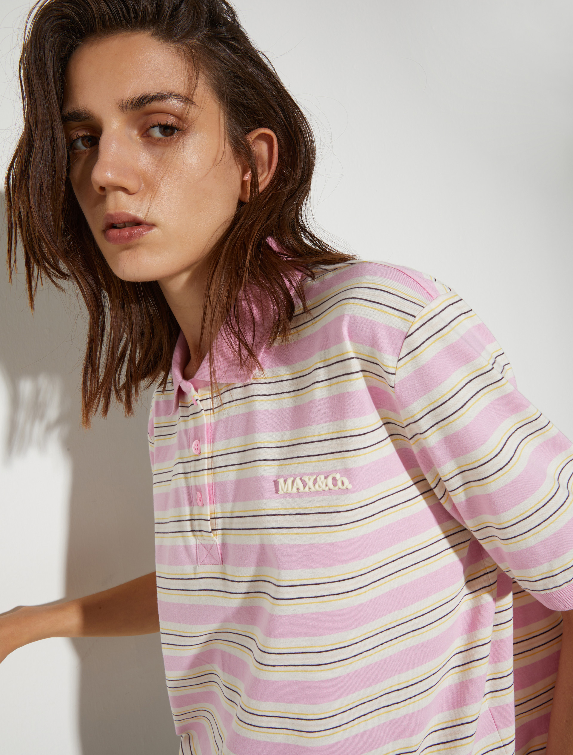Striped cotton-jersey polo shirt - PINK - MAX&Co. - 3