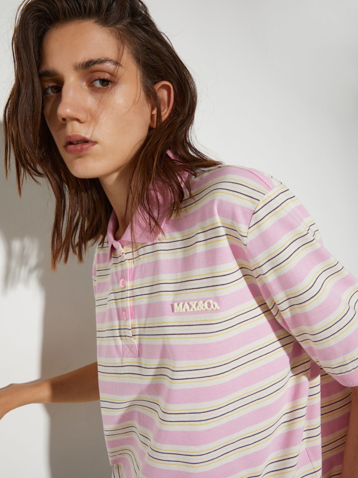 Striped cotton-jersey polo shirt - PINK - MAX&Co. - 3