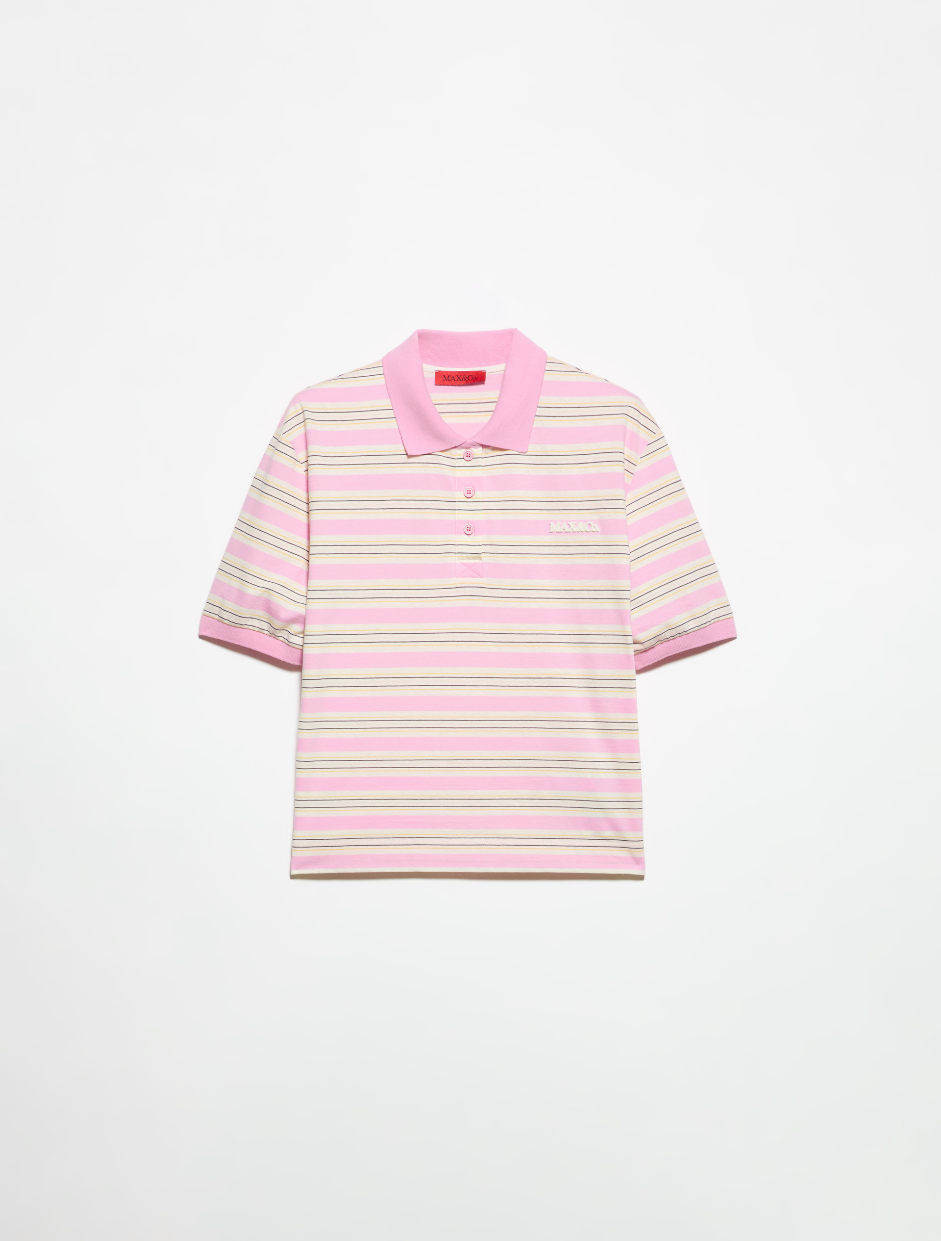 Striped cotton-jersey polo shirt - PINK - MAX&Co. - 5