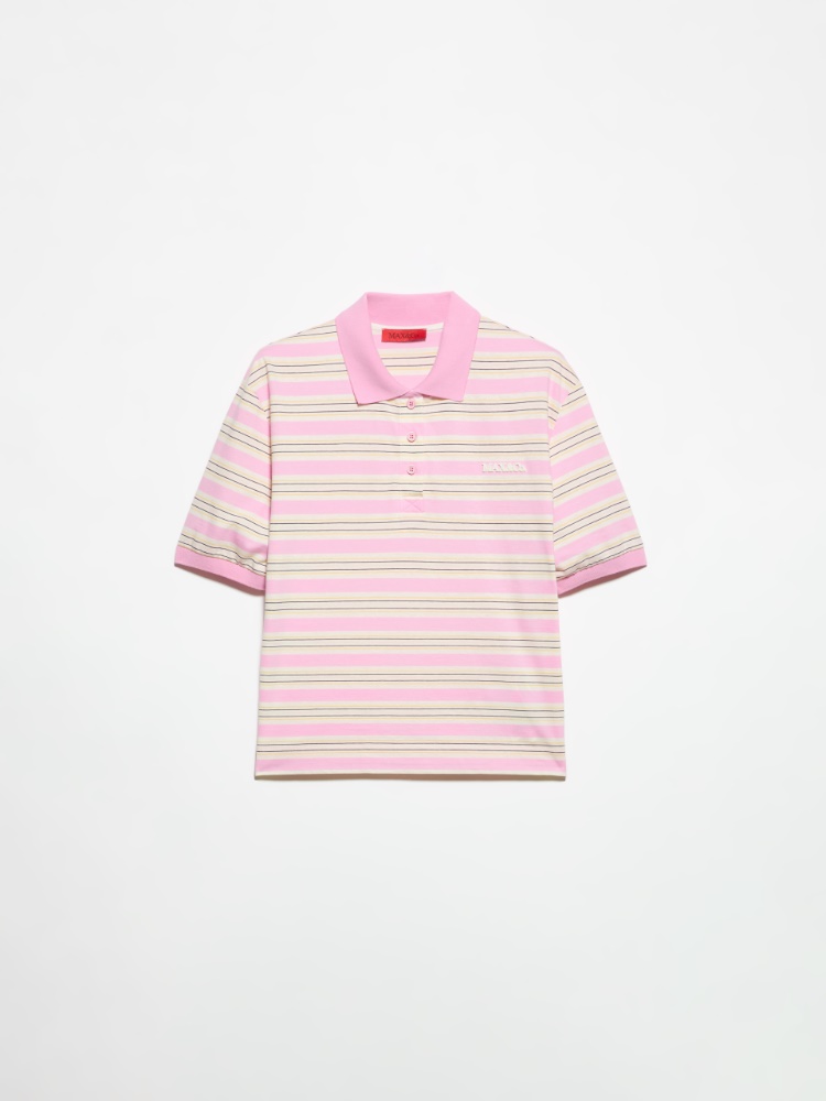 Striped cotton-jersey polo shirt - PINK - MAX&Co.