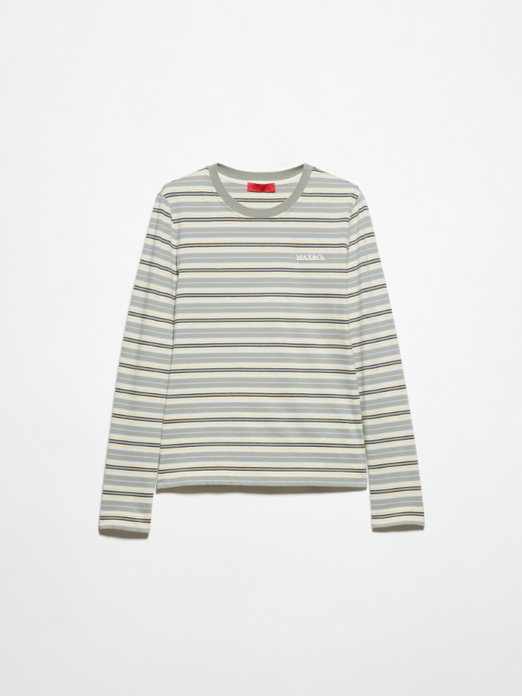 Striped cotton T-shirt - SAGE - MAX&Co.
