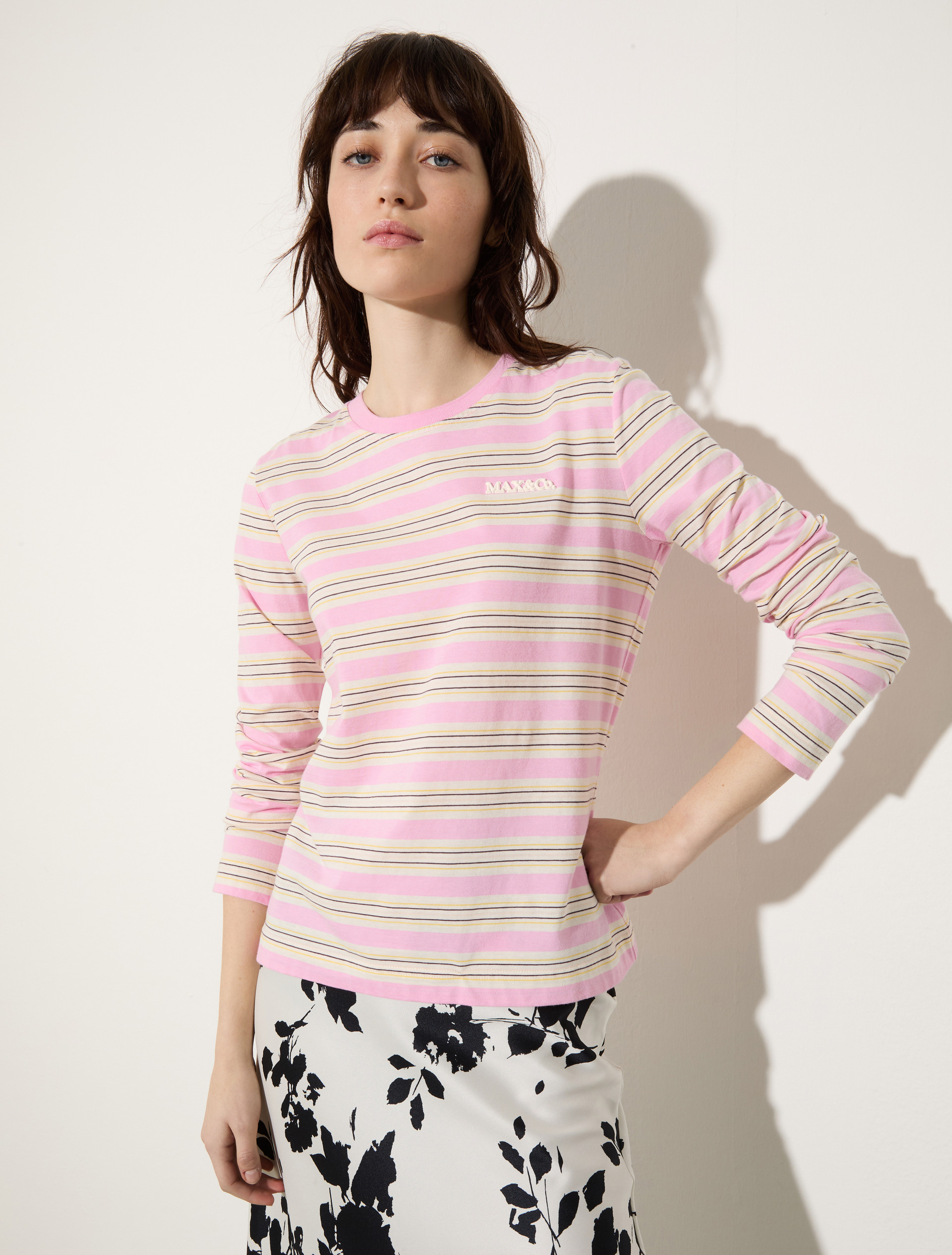 Striped cotton T-shirt - PINK - MAX&Co.