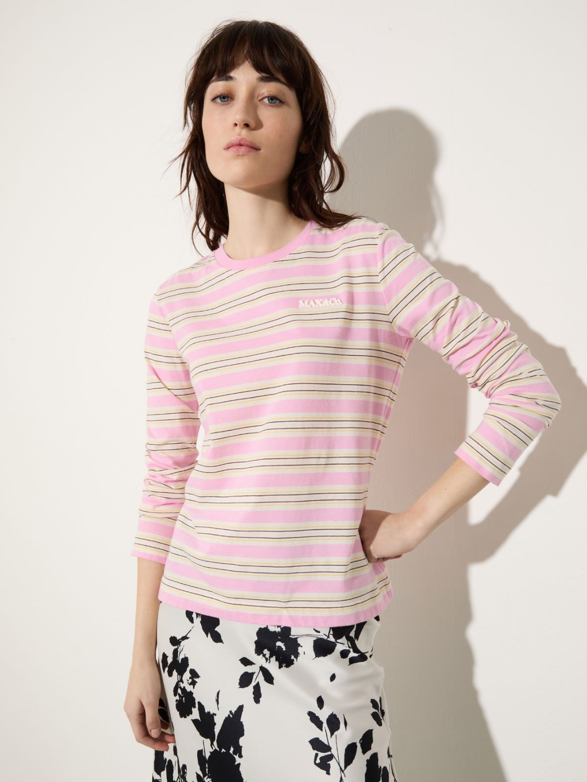 Striped cotton T-shirt - PINK - MAX&Co.