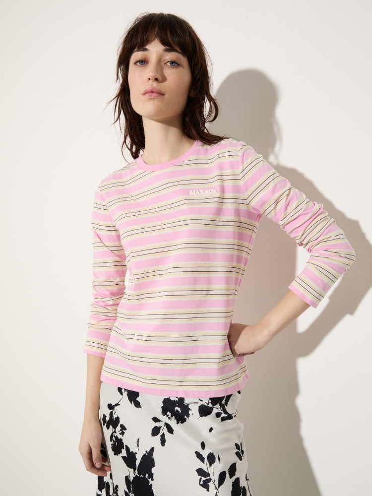 Striped cotton T-shirt - PINK - MAX&Co.
