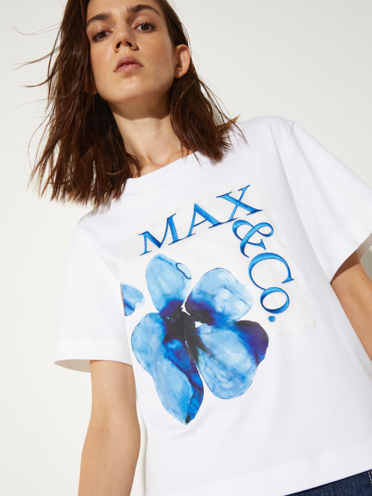 Embroidered logo T-shirt - OPTICAL WHITE - MAX&Co. - 3