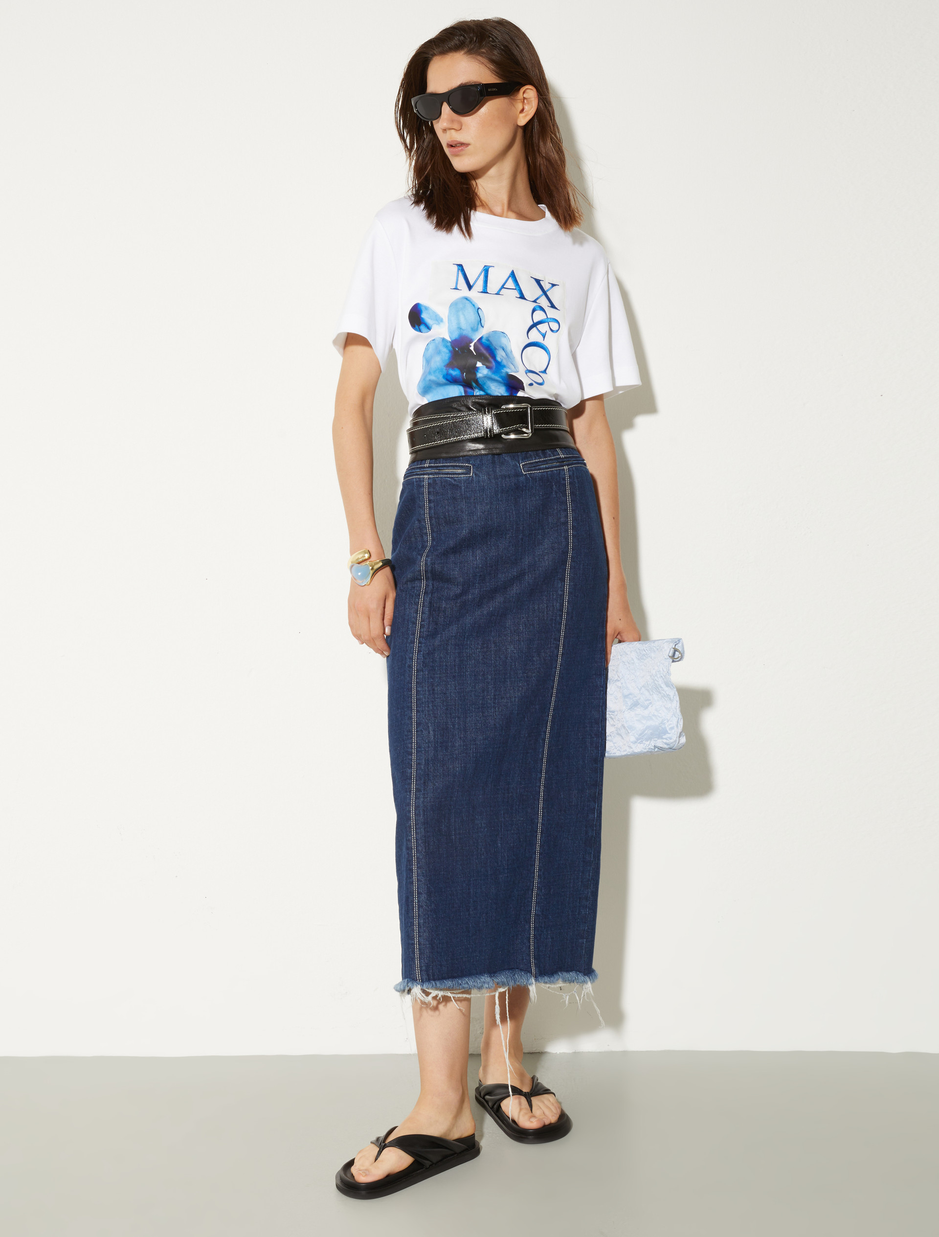 Embroidered logo T-shirt - OPTICAL WHITE - MAX&Co. - 4