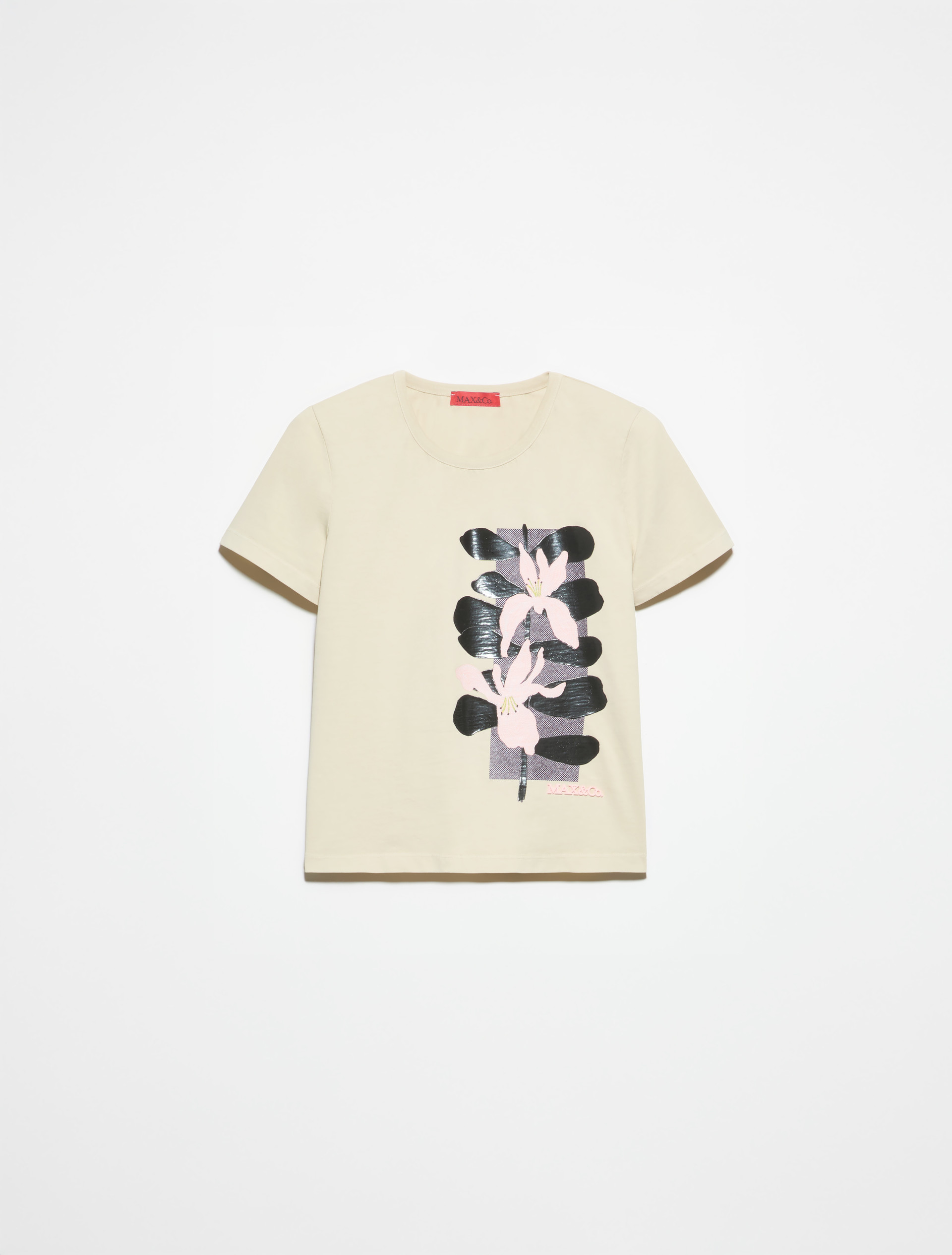 Flower-print slim-fit T-shirt, light grey | MAX&Co. Flower-print slim-fit T-shirt - LIGHT GREY - MAX&Co. - 5