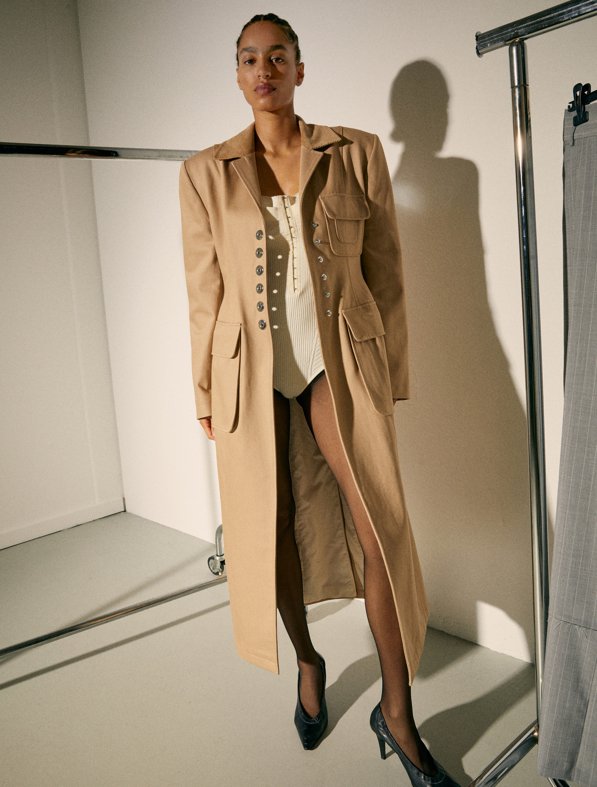 Cotton drill coat Sami Miró &Co.llaboration - OLIVE - MAX&Co.