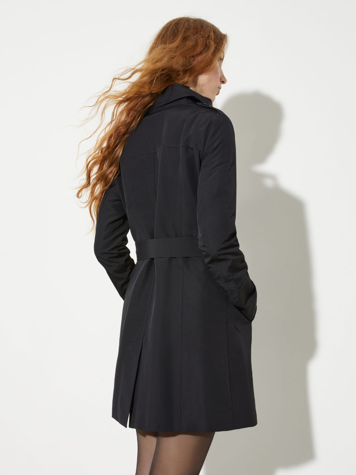 Double-breasted trench coat in ottoman - BLACK - MAX&Co. - 2