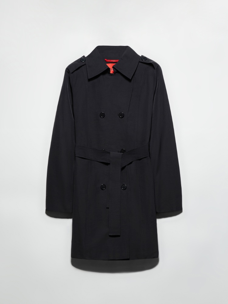 Double-breasted trench coat in ottoman - BLACK - MAX&Co.