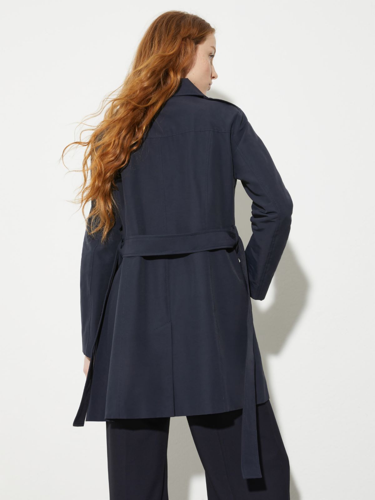 Double-breasted trench coat in ottoman - NAVY - MAX&Co. - 2