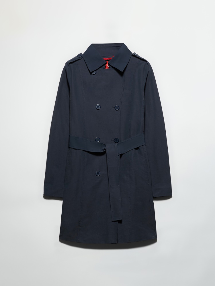 Double-breasted trench coat in ottoman - NAVY - MAX&Co.