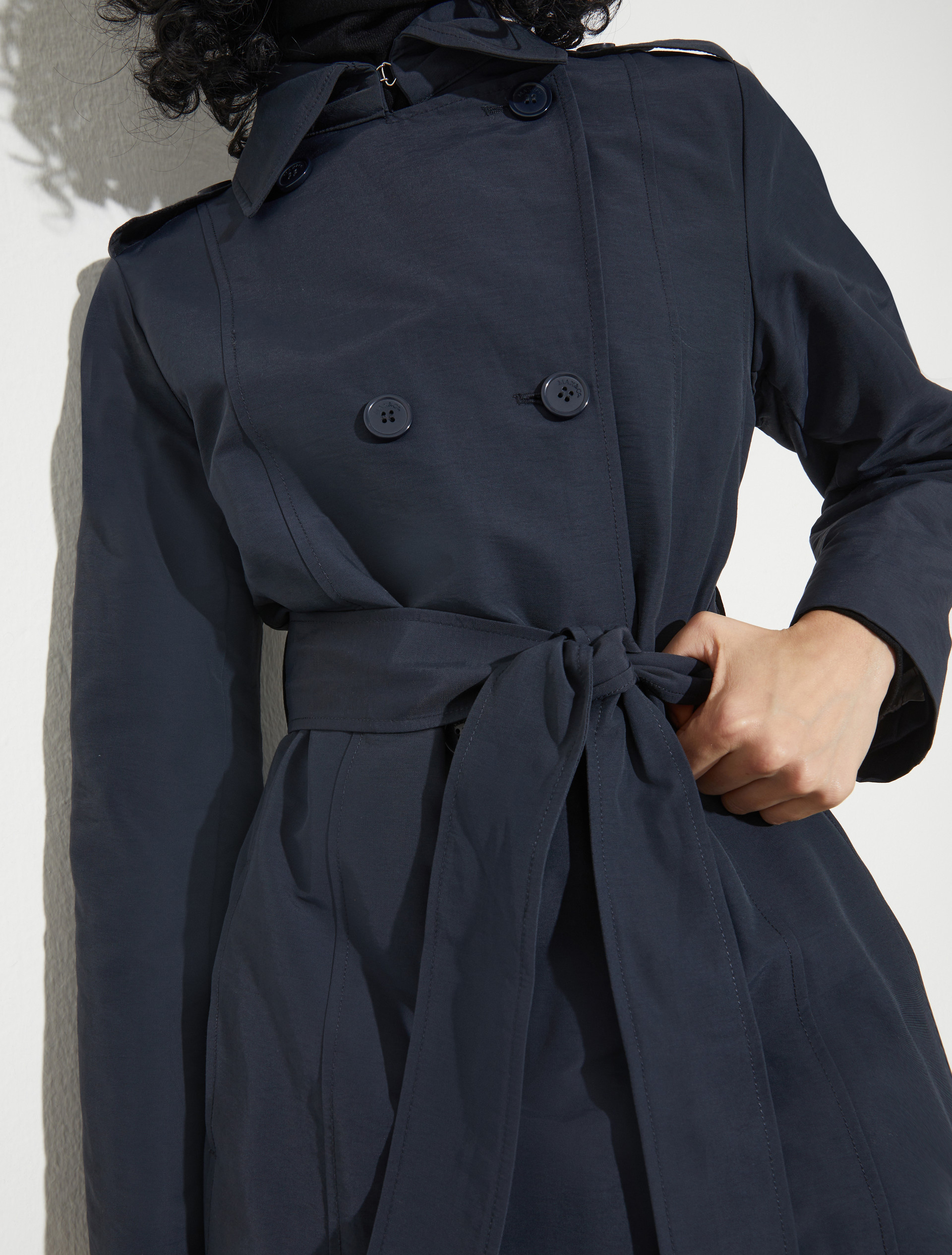 Trench-coat mi-long en ottoman - BLEU - MAX&Co. - 3