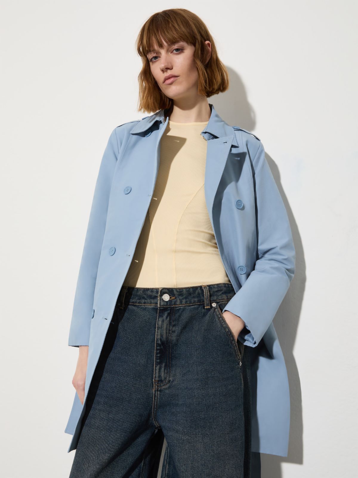 Double-breasted trench coat - LIGHT BLUE - MAX&Co.