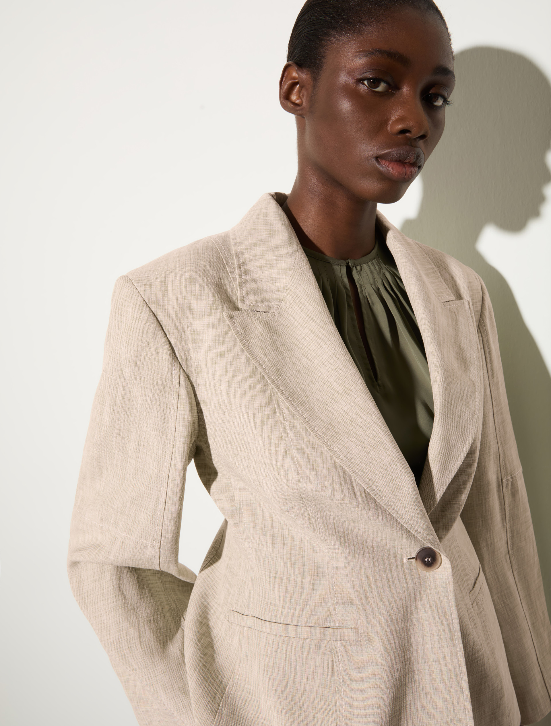 Linen blend blazer, beige | MAX&Co. Linen blend blazer - BEIGE - MAX&Co. - 3