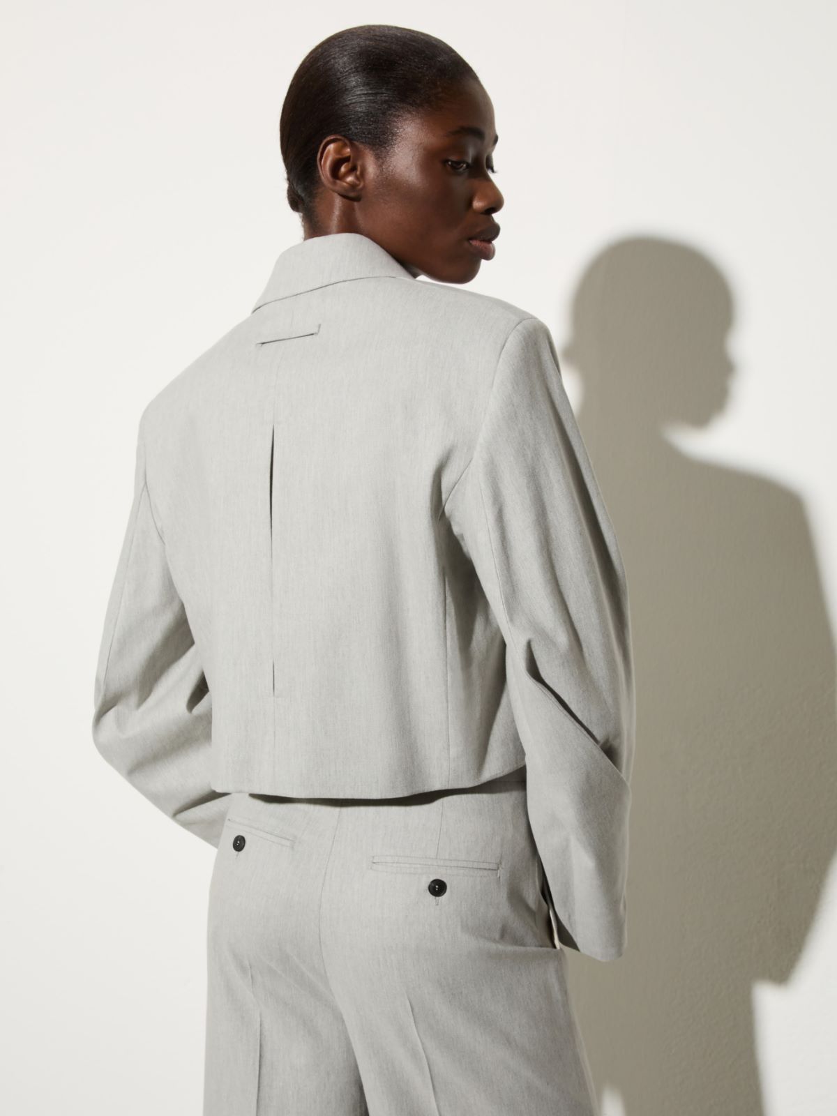 Cropped gabardine blazer, melange grey | MAX&Co. Cropped gabardine blazer - MELANGE GREY - MAX&Co. - 2