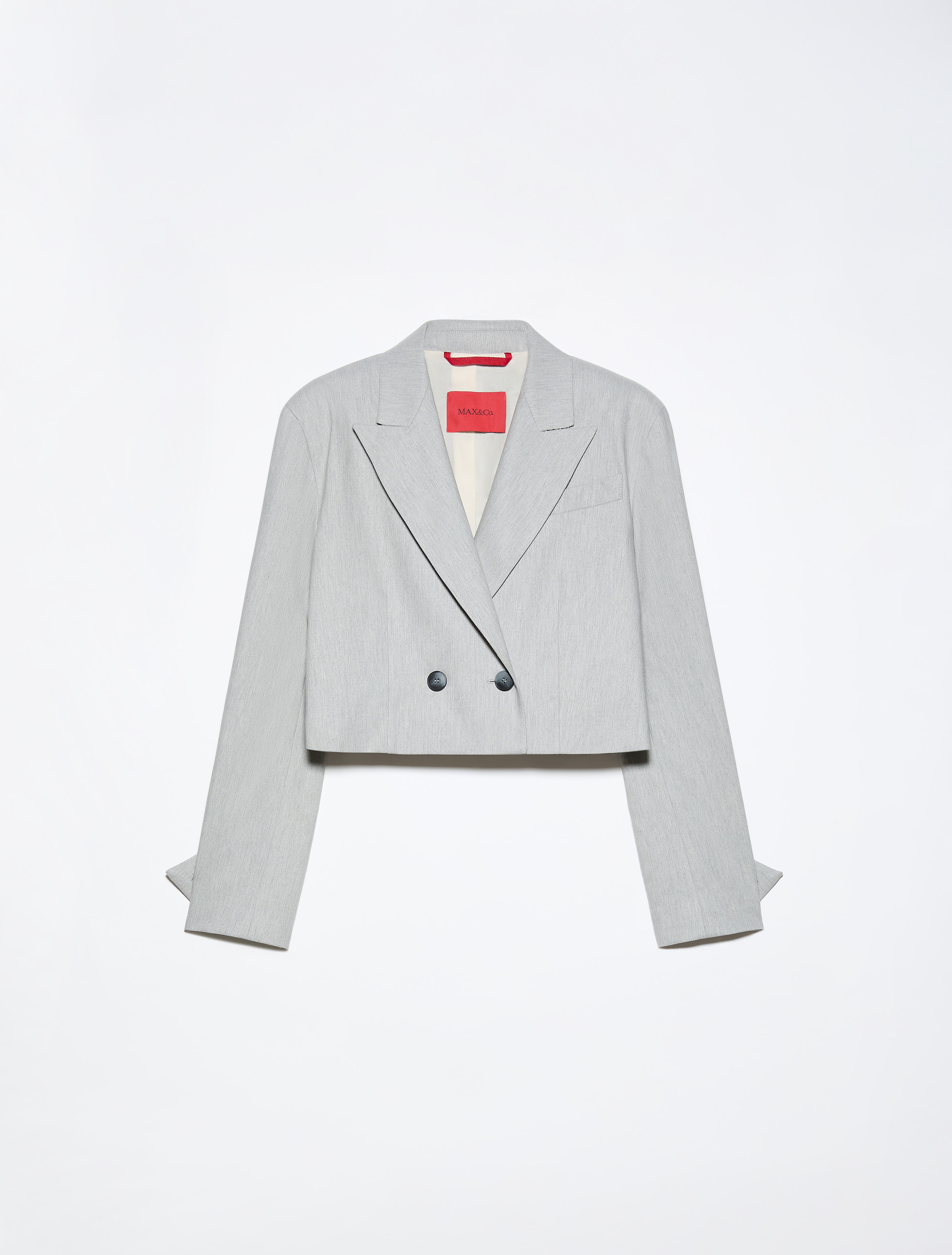 Cropped blazer in gabardine - GRIGIO MELANGE - MAX&Co.