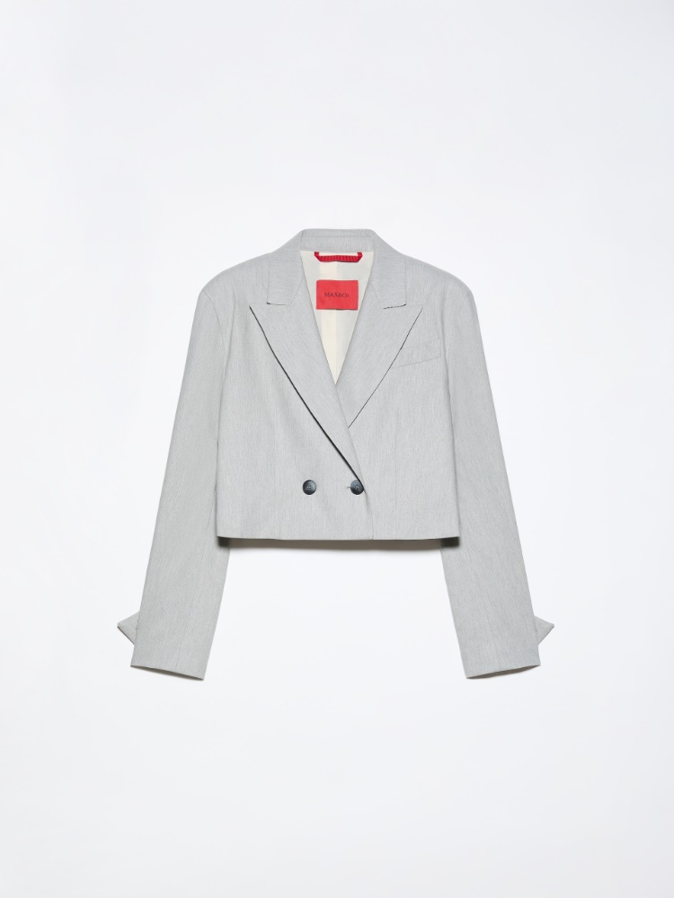 Cropped blazer in gabardine - GRIGIO MELANGE - MAX&Co.