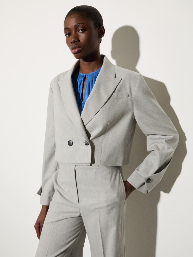 Cropped gabardine blazer Cropped gabardine blazer - MELANGE GREY - MAX&Co.