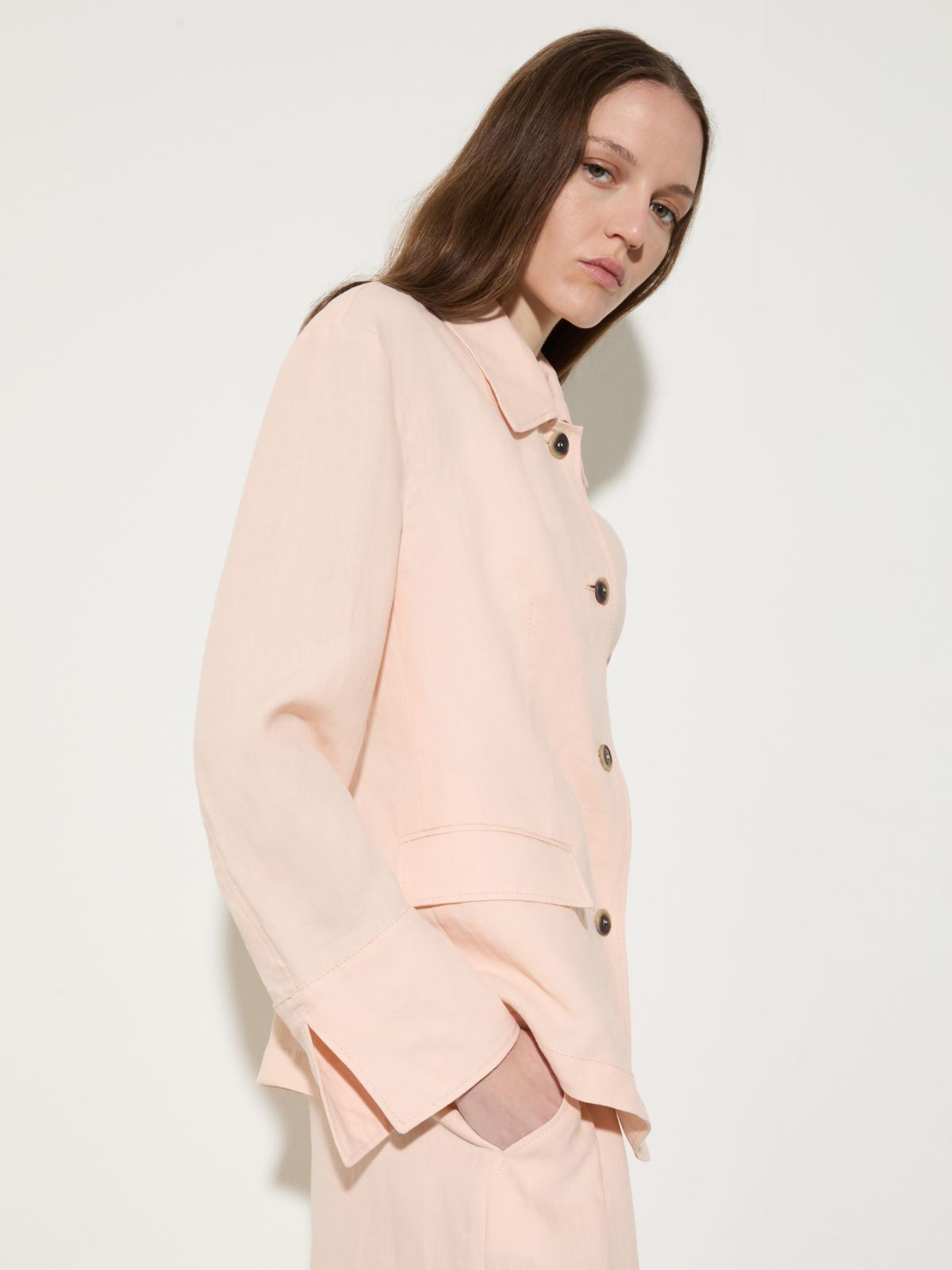 Slim pure linen blazer - POWDER - MAX&Co.