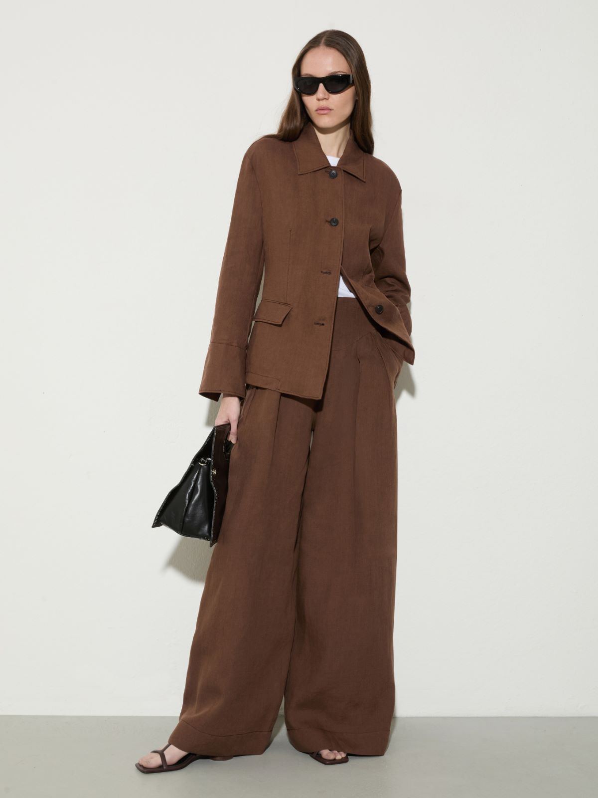 Slim pure linen blazer - COFFEE - MAX&Co.