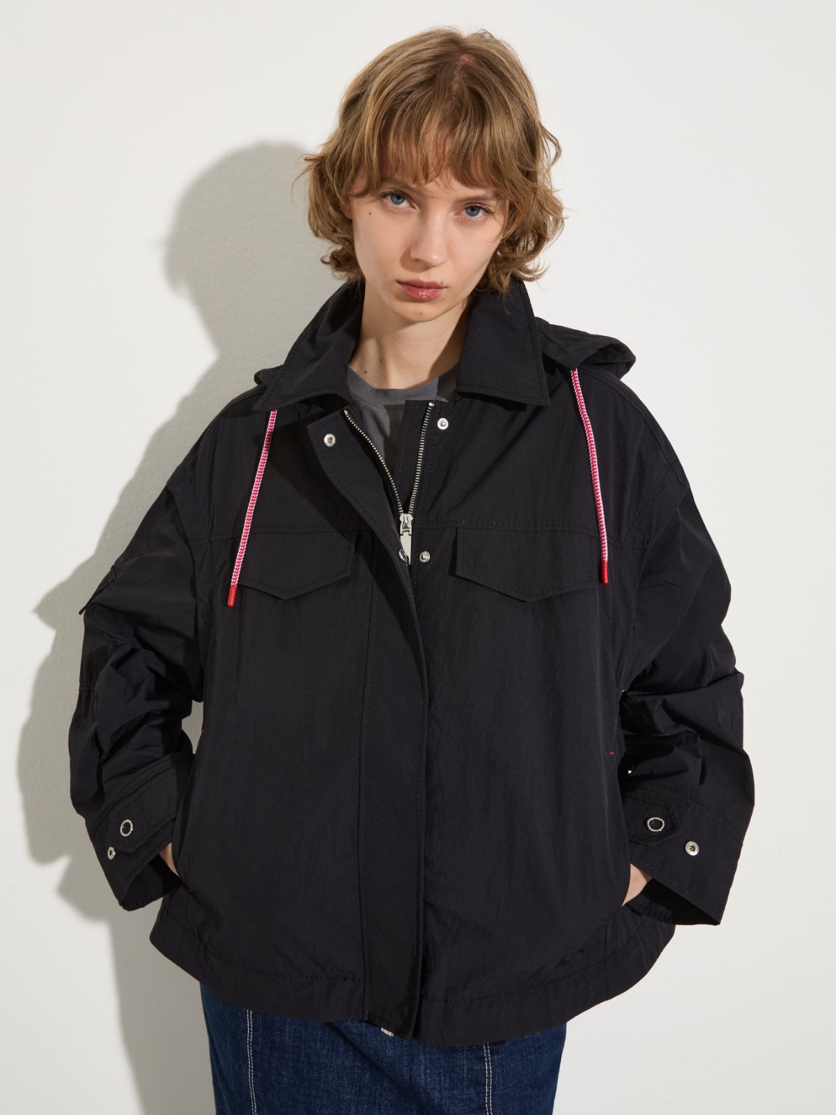 Water-repellent nylon jacket - BLACK - MAX&Co.
