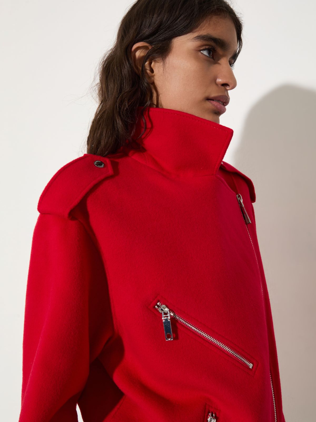 Wool biker jacket - RED - MAX&Co. - 3