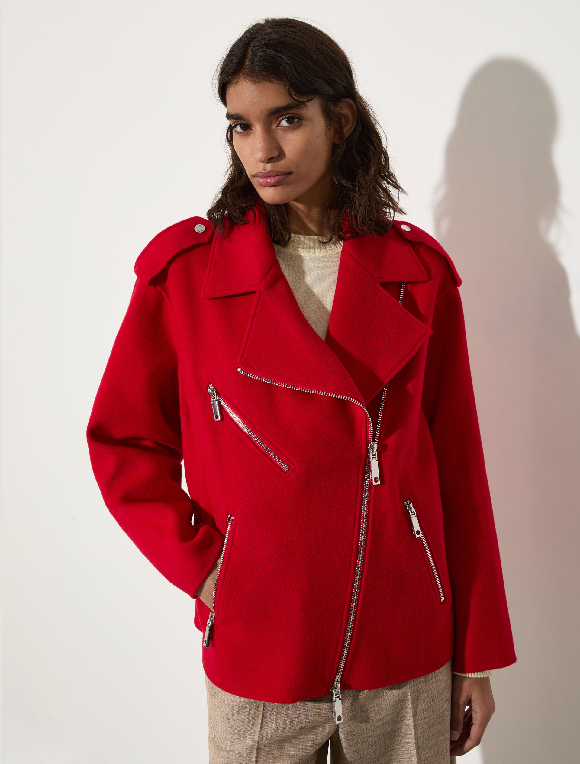 Wool biker jacket - RED - MAX&Co.