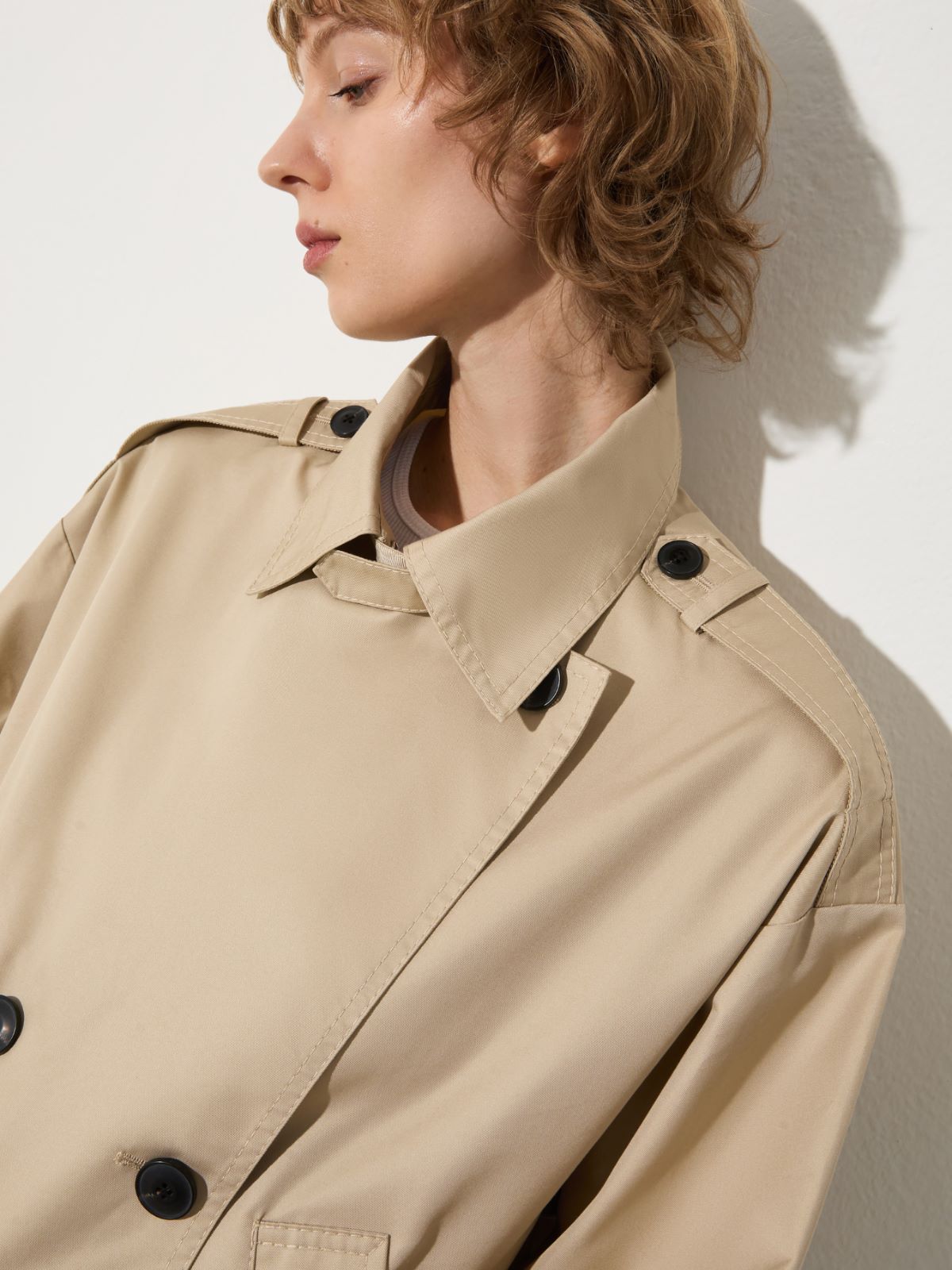 Cropped gabardine trench coat, kaki | MAX&Co. Cropped gabardine trench coat - KAKI - MAX&Co. - 3
